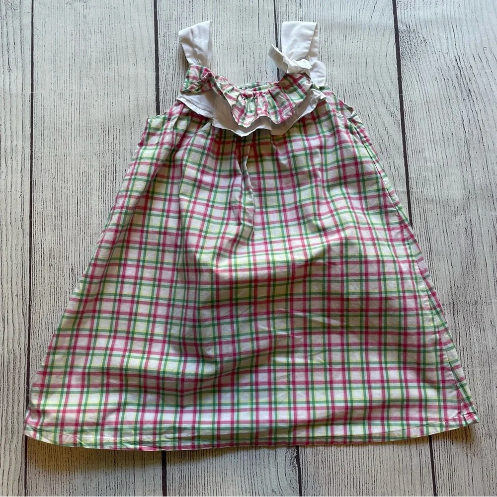 Gymboree Pink & Green Plaid Ruffle Sundress Size 3T